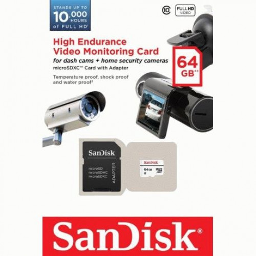 Купить Карта памяти SanDisk microSDXC High Endurance 64GB Class10 + SD-adapter (SDSDQQ-064G-G46A)
