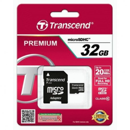 Купить Карта памяти Transcend MicroSDHC 32GB Class 10 + SD-adapter (TS32GUSDHC10)