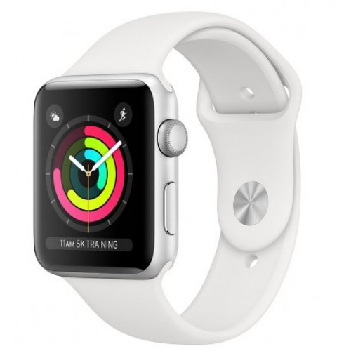 Купить Apple Watch Series 3 42mm (GPS) Silver Aluminum Case with White Sport Band (MTF22)