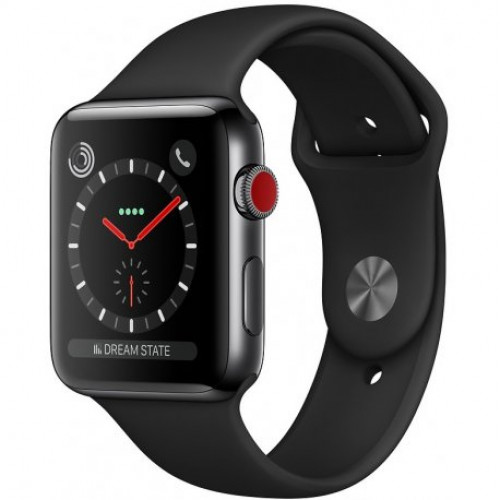 Купить Apple Watch Series 3 42mm (GPS+LTE) Space Black Stainless Steel Case with Black Sport Band (MQK92)