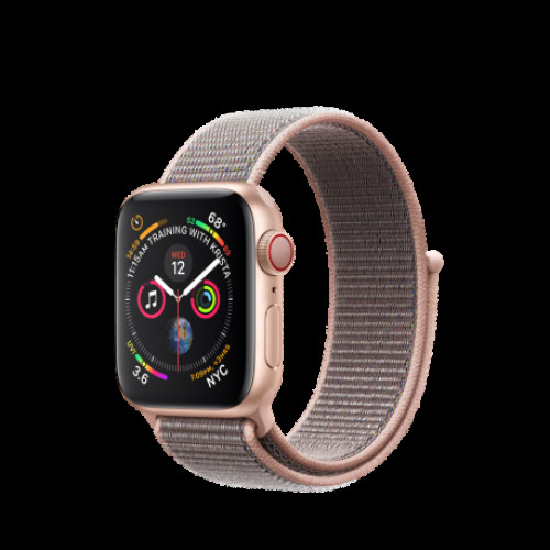Купить Apple Watch Series 4 40mm (GPS+LTE) Gold Aluminum Case with Pink Sand Sport Loop (MTUK2)