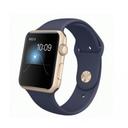 Купить Apple Watch Series 1 38mm Gold Aluminum Case with Midnight Blue Sport Band (MQ102)