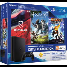 Sony PlayStation 4 Slim 500GB (CUH-2108A) + Horizon Zero Dawn + Ratchet & Clank + Driveclub + PSPlus 3 месяца