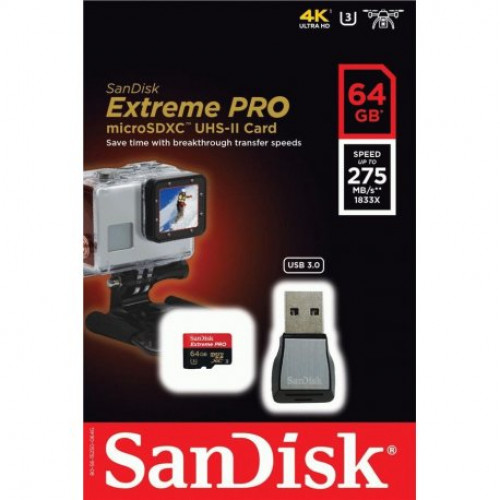 Купить Карта памяти SanDisk Extreme PRO microSD UHS-II 64GB (SDSQXPJ-064G-GN6M3)