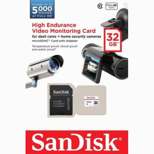 Купить Карта памяти SanDisk microSDHC High Endurance 32GB Class10 + SD-adapter (SDSDQQ-032G-G46A)