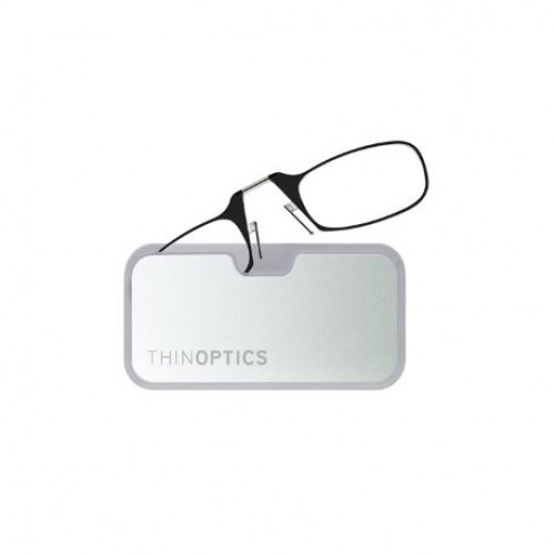 Купить Очки для чтения Thinoptics 1.50. черные + Чехол серебряный метал (1.5BBMS)