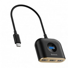 Адаптер Baseus Square round 4 in 1 USB HUB Adapter (Type-C to USB3.0*1+USB2.0*3) Black (CAHUB-BY01)