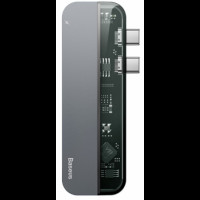 Адаптер Baseus Transparent Series Dual Type-C Multifunctional HUB Gray (CAHUB-TS0G)