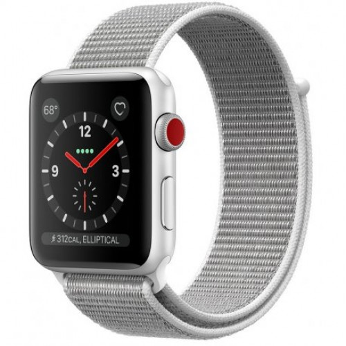 Купить Apple Watch Series 3 38mm (GPS+LTE) Silver Aluminum Case with Seashell Sport Loop (MQJR2)