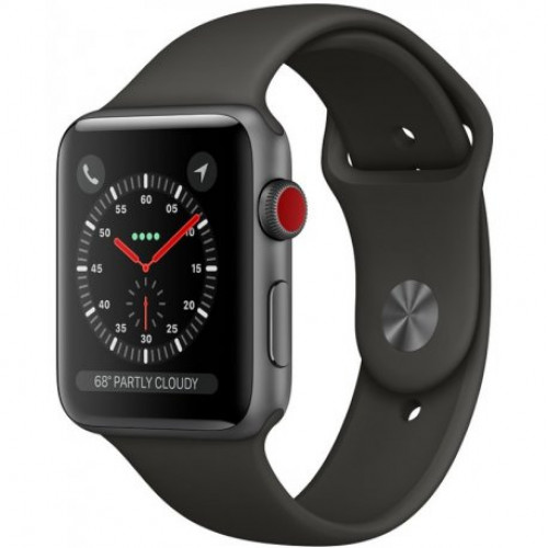 Купить Apple Watch Series 3 38mm (GPS+LTE) Space Gray Aluminum Case with Gray Sport Band (MR2W2)
