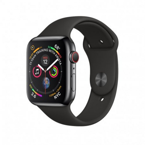 Купить Apple Watch Series 4 44mm (GPS+LTE) Space Black Stainless Steel Case with Black Sport Band (MTV52)