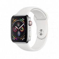 Apple Watch Series 4 44mm (GPS+LTE) Stainless Steel Case with White Sport Band (MTX02/MTV22)
