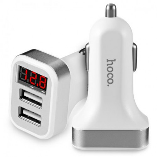 Купить Автомобильное зарядное устройство Hoco Z3 2 USB + Display 3.1A White