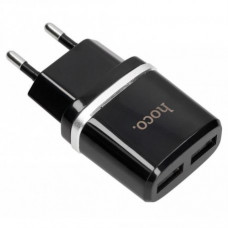 Сетевое зарядное устройство Hoce C12 Dual USB Charger 2.1A Black